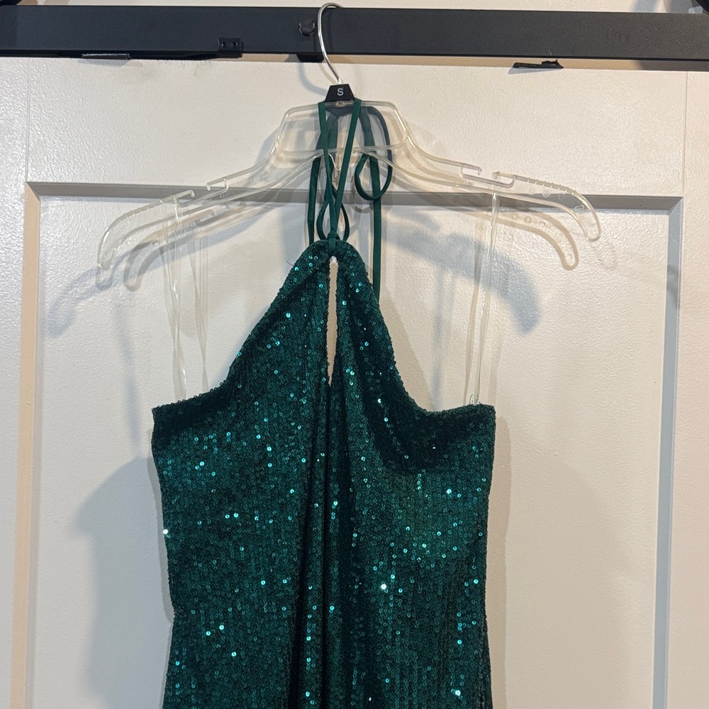 SO Emerald Sequin Halter Dress